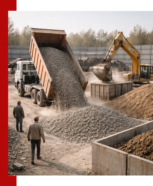 Доставка нерудных материалов с погрузкой и разгрузкой в Краснокаменске