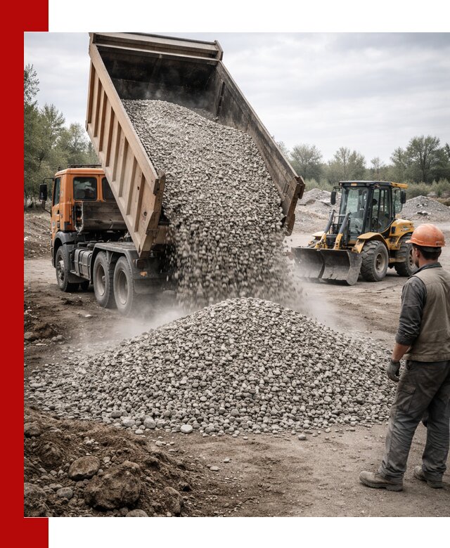 Доставка щебня в Краснокаменске крупными и мелкими фракциями