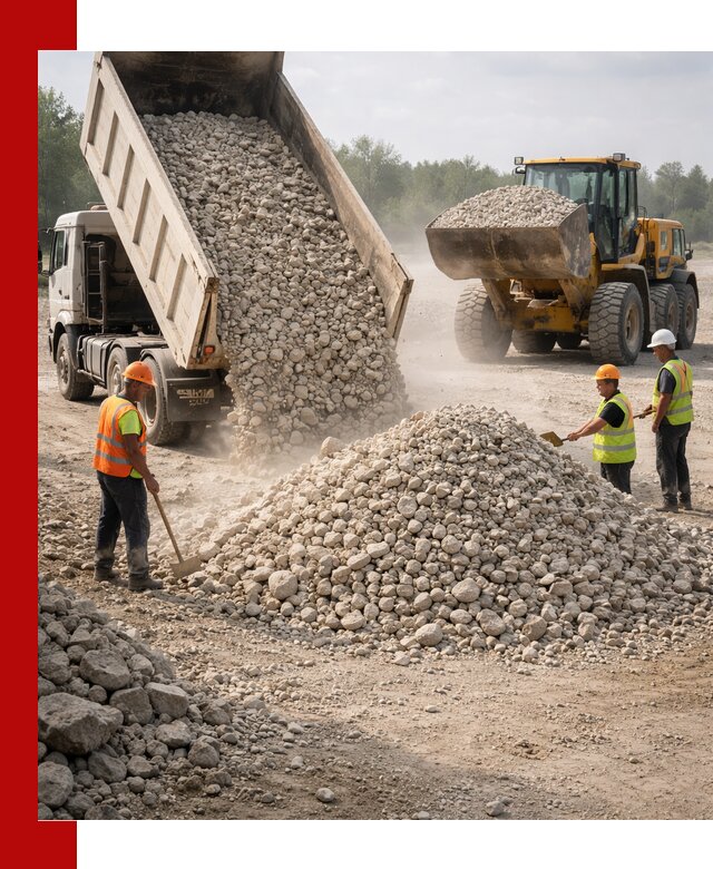 Доставка известнякового щебня фр. 40-70 в Краснокаменске