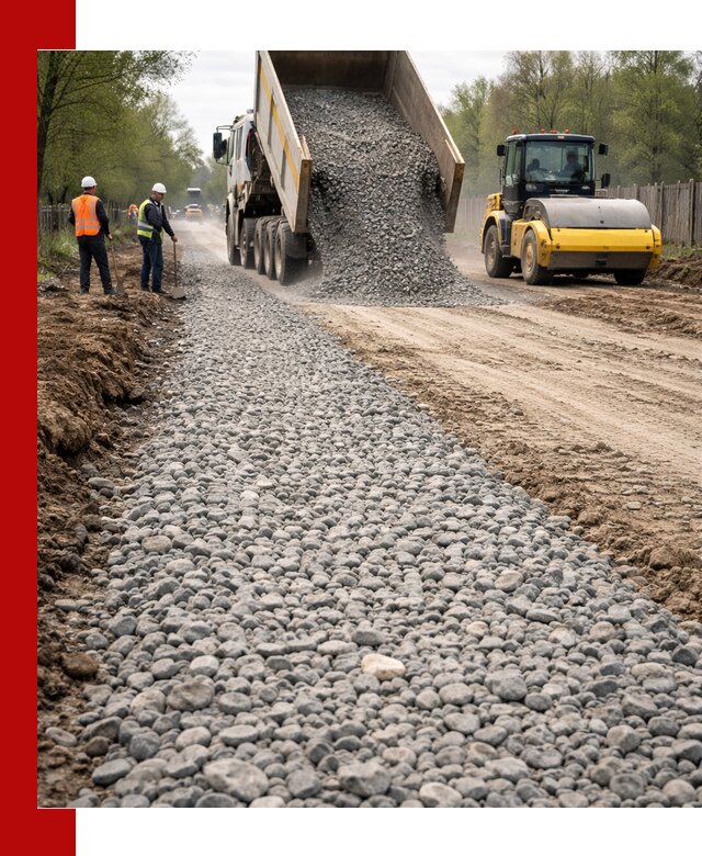 Доставка щебня для отсыпки дорог в Краснокаменске высокого качества