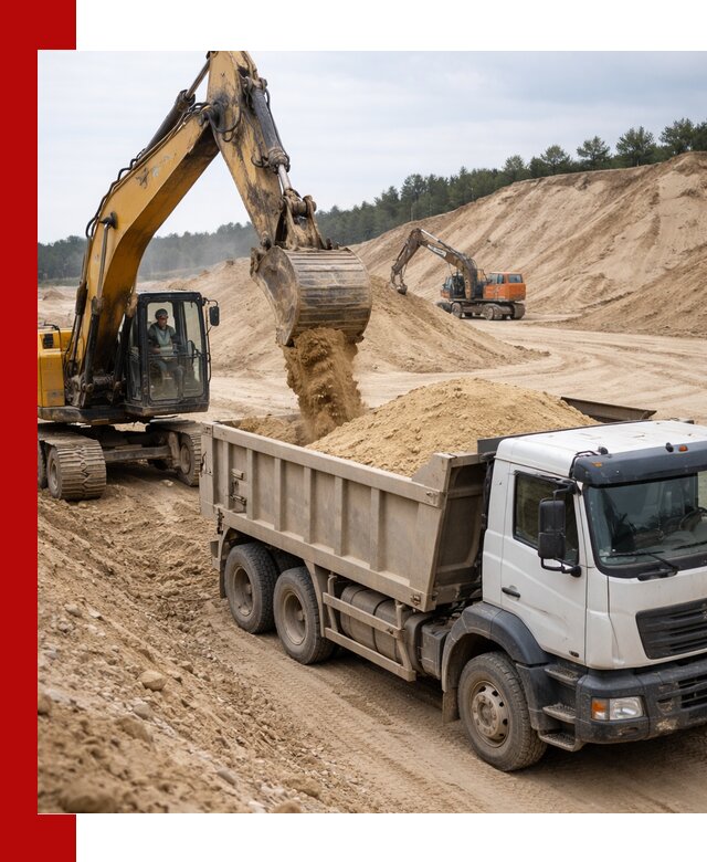 Доставка карьерного песка с самосвалами и разгрузкой в Краснокаменске