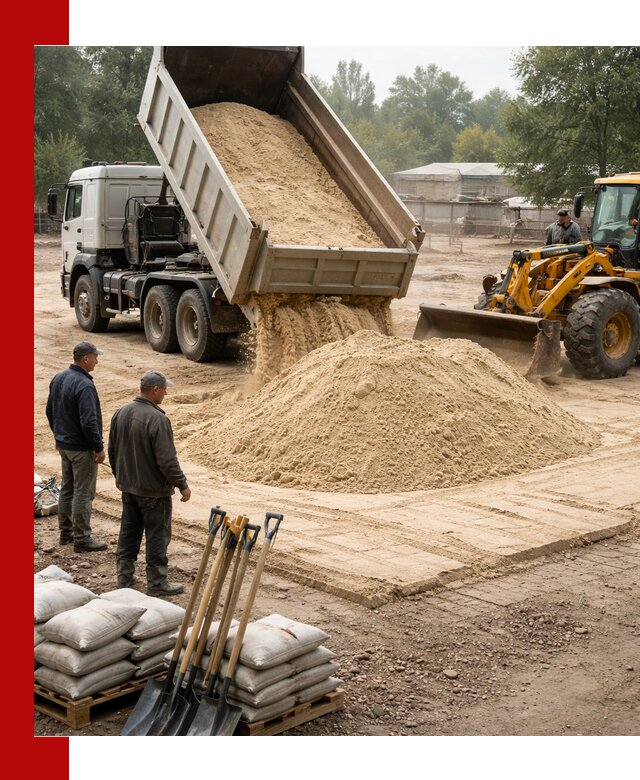 Доставка мытого песка в Краснокаменске с самосвалами по выгодной цене