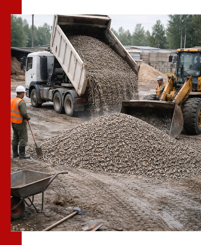 Мытый гравий с доставкой в Краснокаменске от карьера до участка