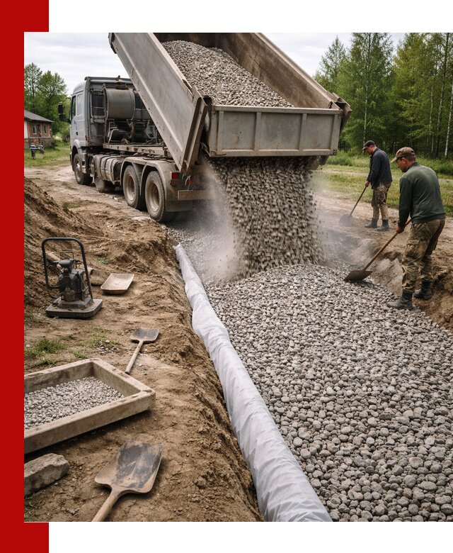 Гравий для дренажа с доставкой в Краснокаменске качественный и недорогой