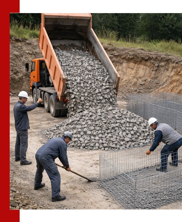 Камень для габионов с доставкой в Краснокаменске быстро и надёжно