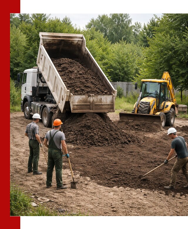 Доставка и укладка грунта для выравнивания участка в Краснокаменске