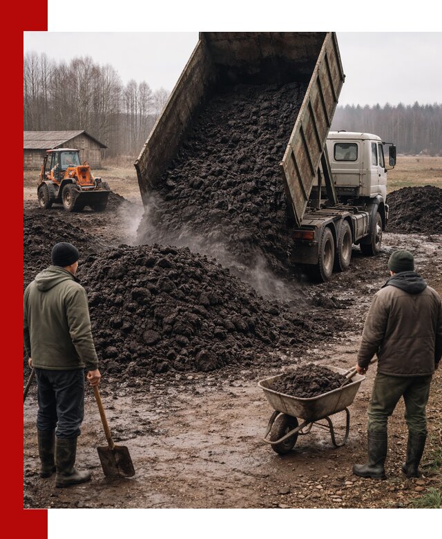 Доставка низинного торфа с разгрузкой и доставкой в Краснокаменске