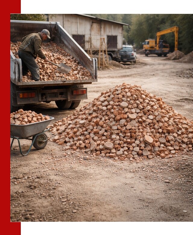 Доставка и подушка из боя кирпича с разгрузкой в Краснокаменске