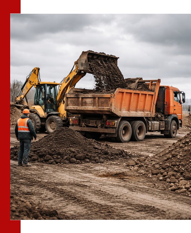 Вывоз грунта и строительного мусора в Краснокаменске грузовыми самосвалами