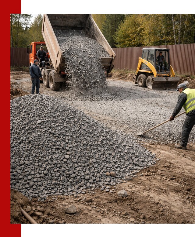 Отсыпка участка щебнем с доставкой и уплотнением в Краснокаменске